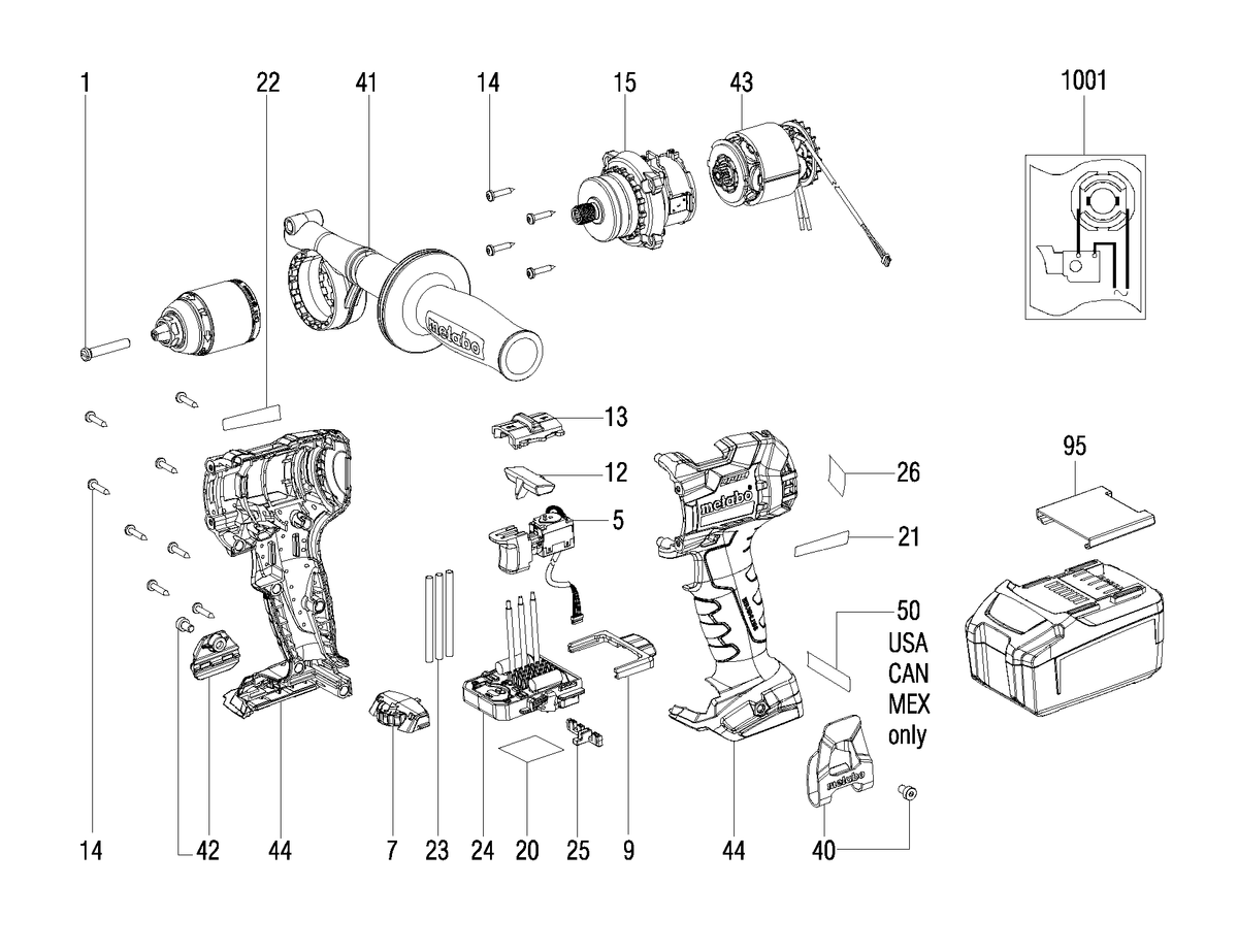 Vue éclatée Metabo BS 18 LTX BL I 02358000 - page 1