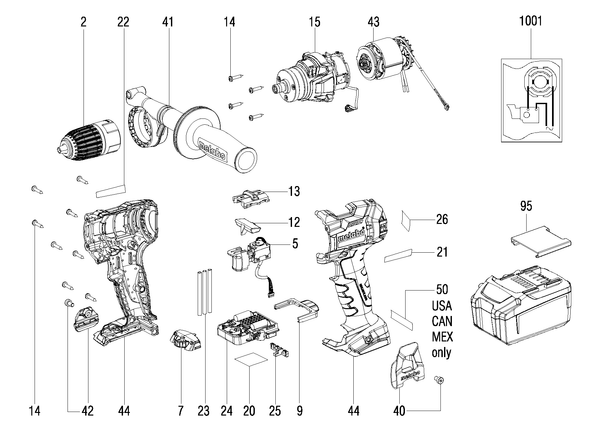 Vue éclatée Metabo GB 18 LTX BL Q I 02362000 - page 1