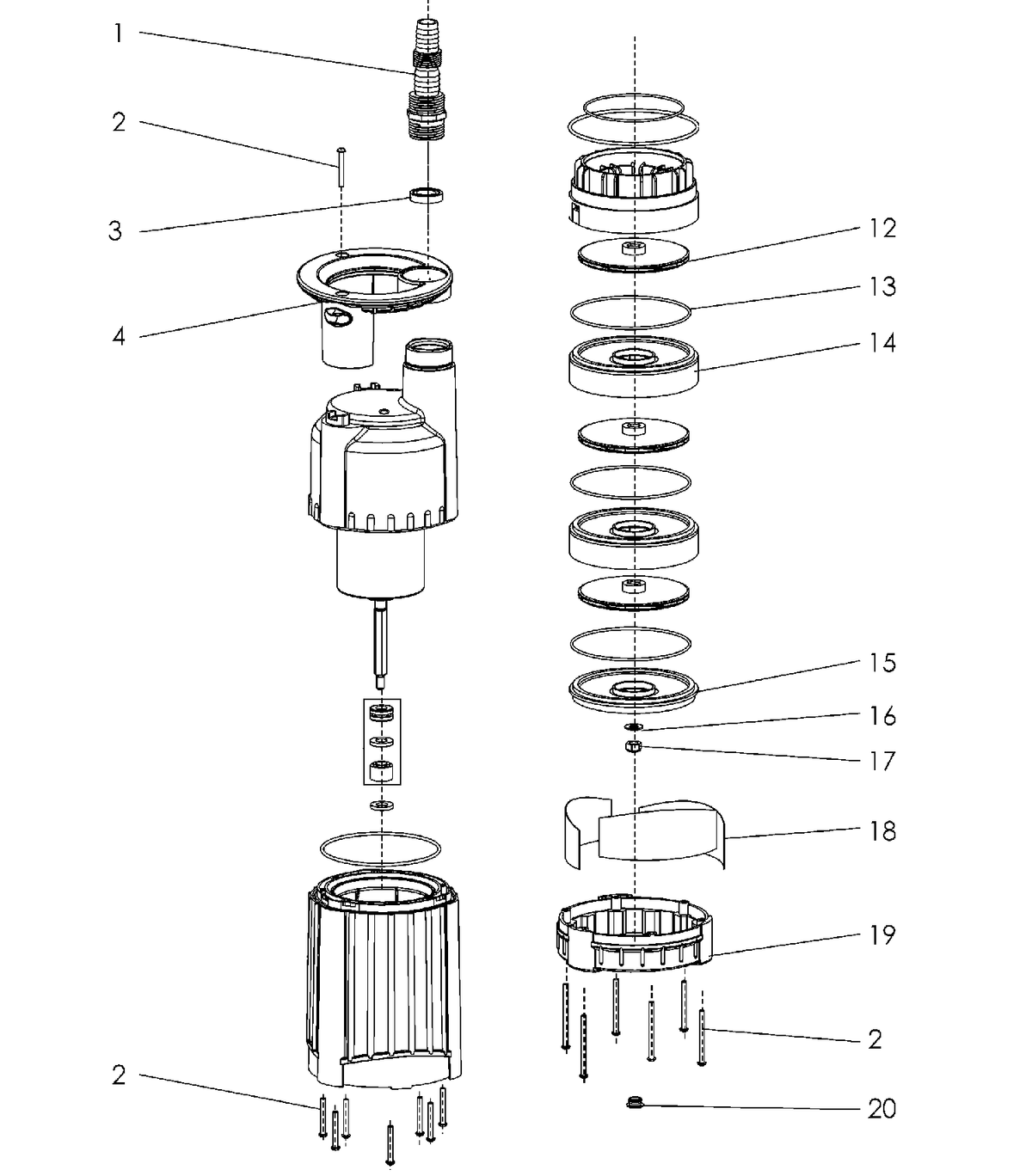 Vue éclatée Metabo TDP 7501 S 0250750100 10 - page 2