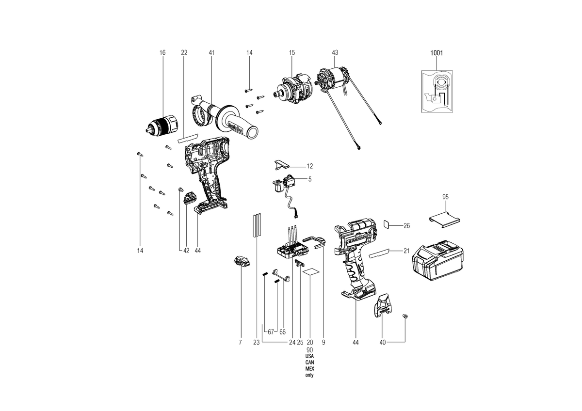 Vue éclatée Metabo BS 18 LTX-3 BL Q I 03184000 - page 1