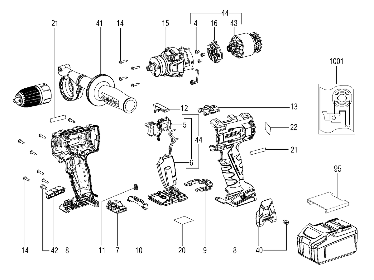 Vue éclatée Metabo GB 18 LTX BL Q I 03828000 - page 1