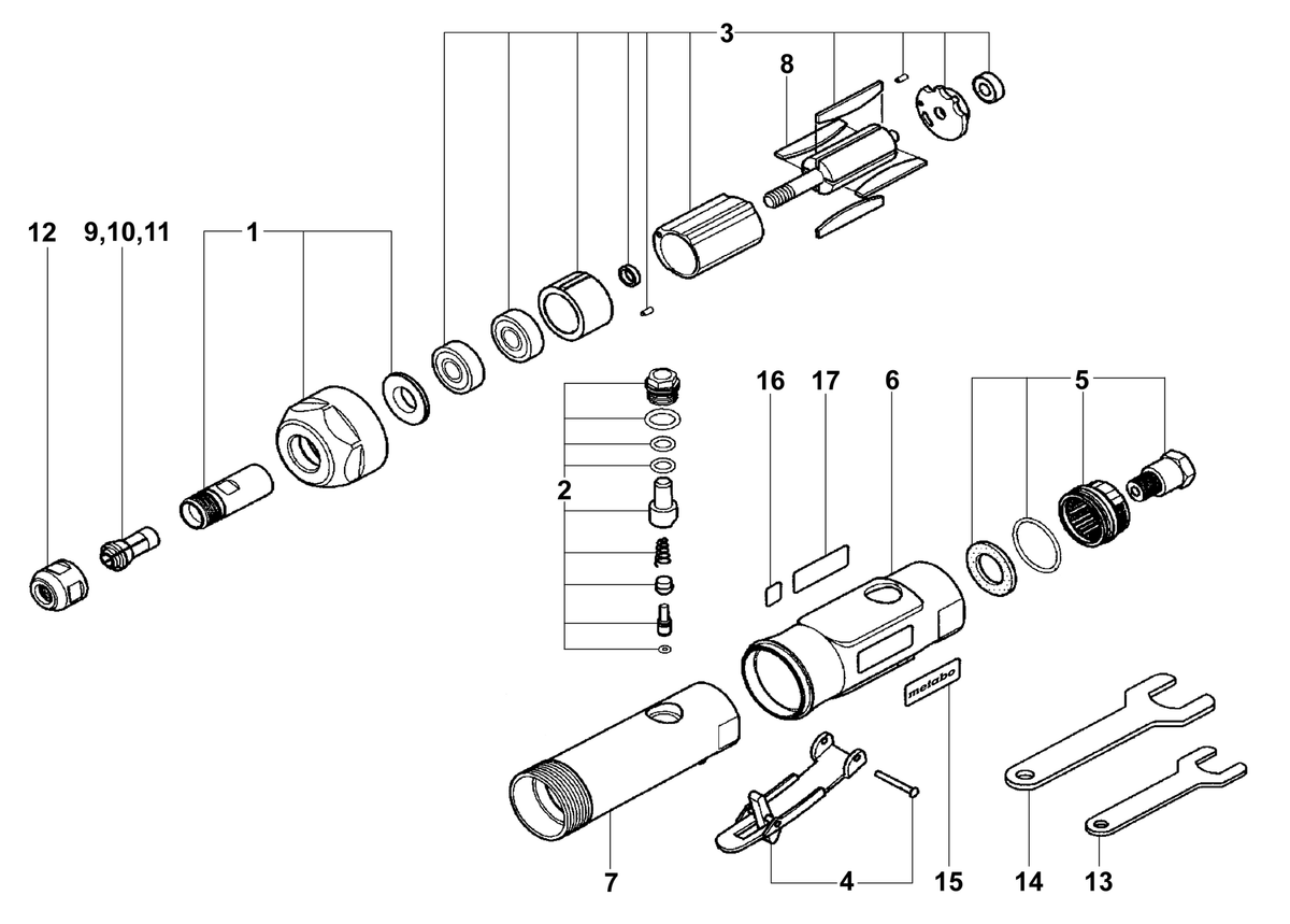 Vue éclatée Metabo DG 25 Set 04116000 - page 1