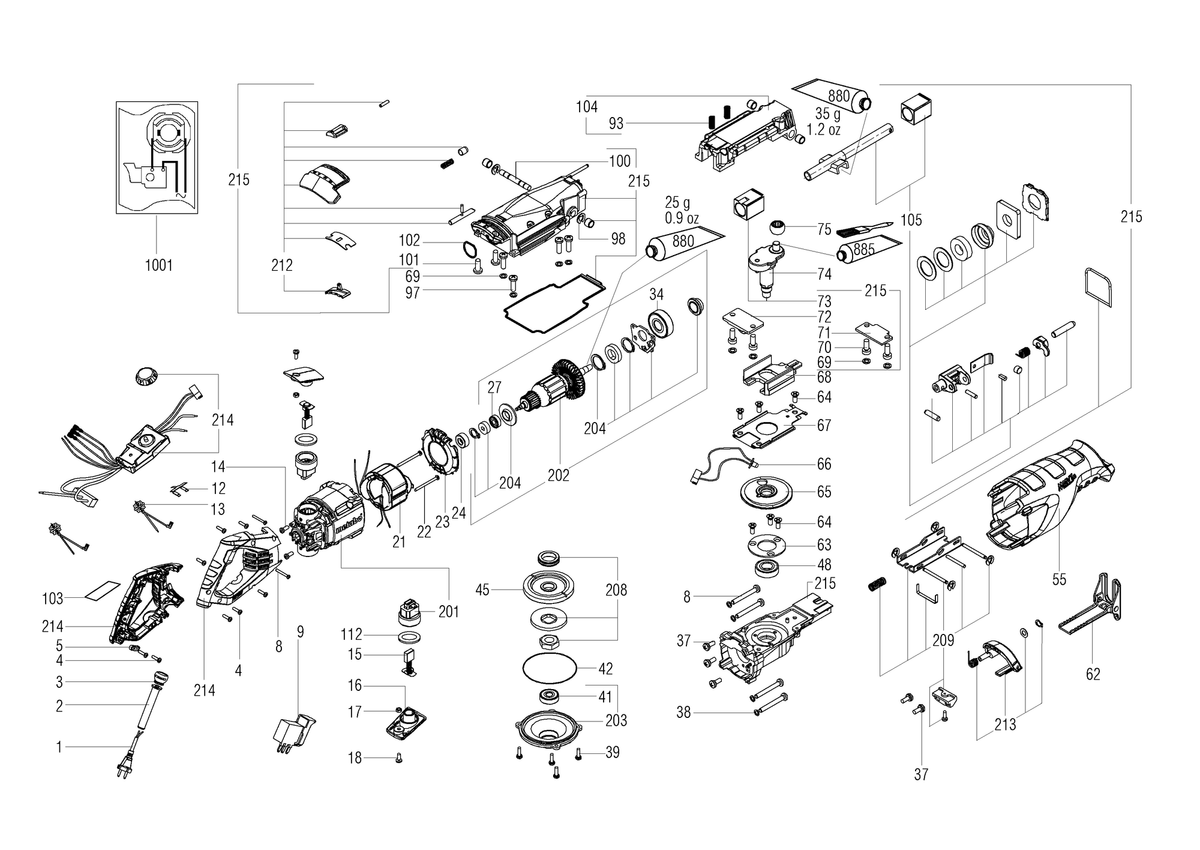 Vue éclatée Metabo SSEP 1400 MVT 06178001 - page 1