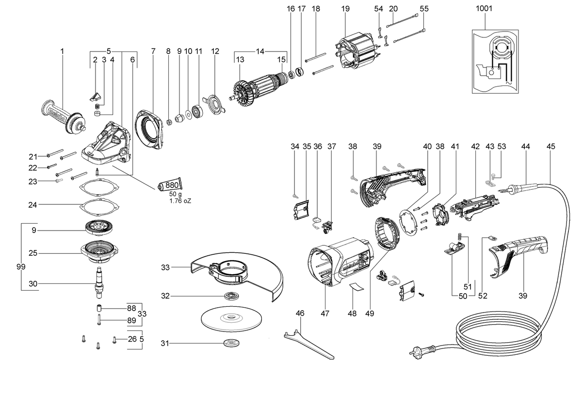 Vue éclatée Metabo W 26-180 MVT 06473000 - page 1
