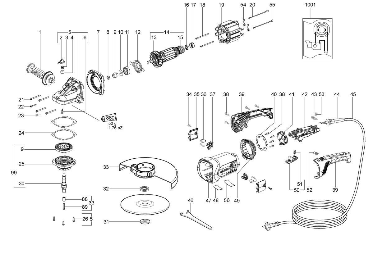 Vue éclatée Metabo W 26-230 MVT 06474000 - page 1