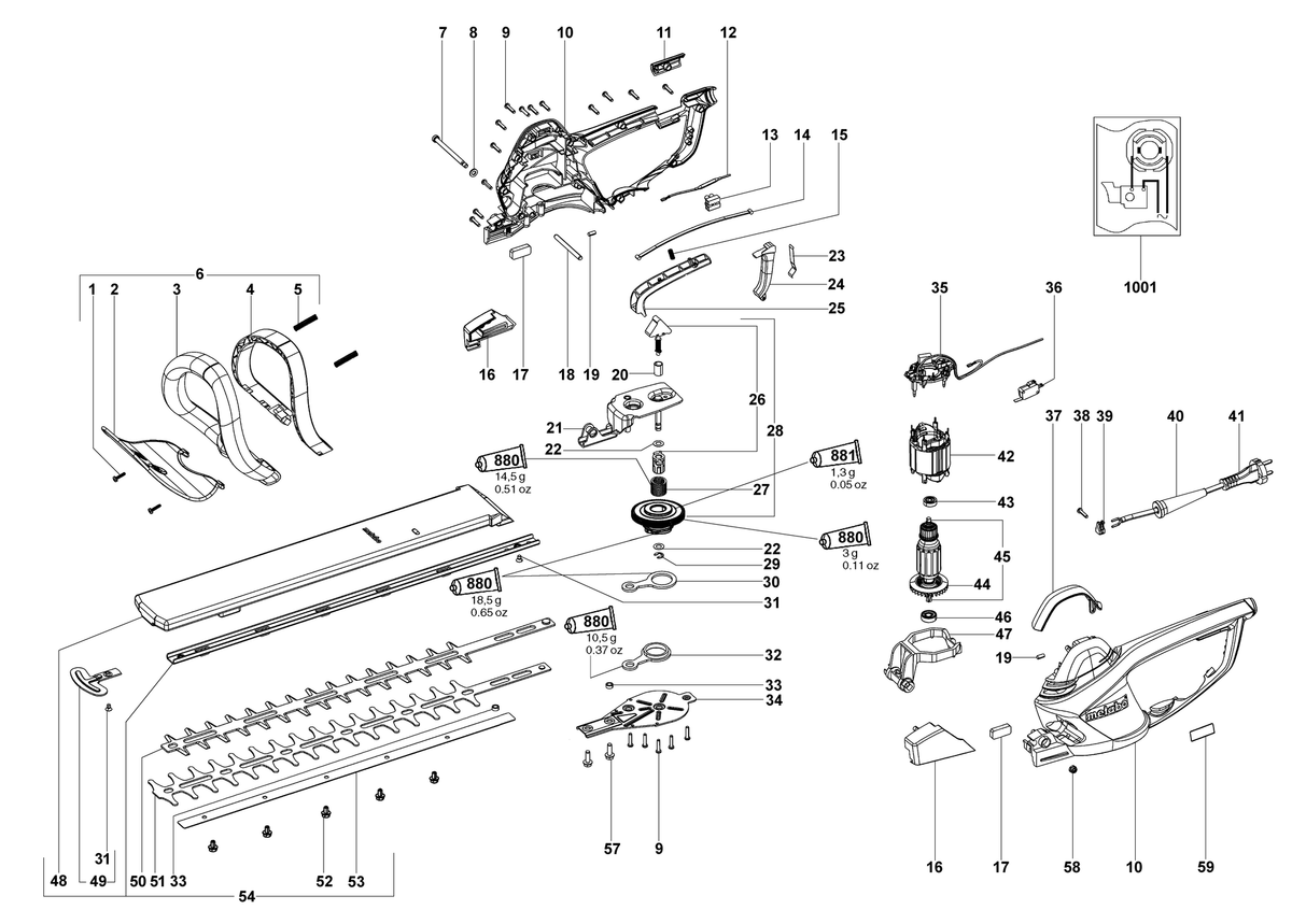 Vue éclatée Metabo HS 8755 08755001 - page 1