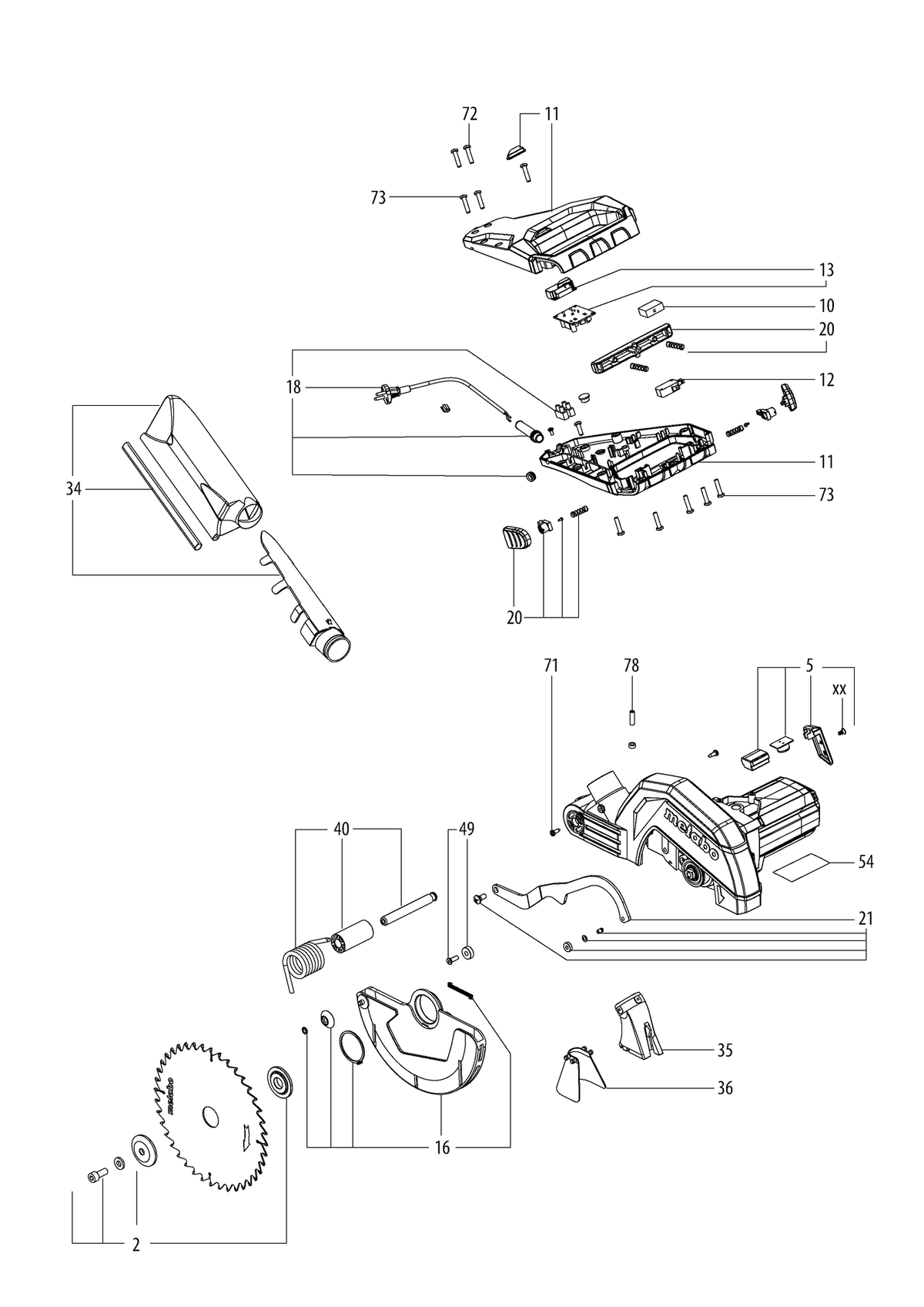 Vue éclatée Metabo KS 216 M 10216000 - page 2