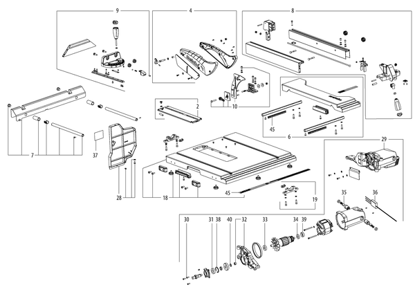 Vue éclatée Metabo TS 254 M 10254000 - page 1