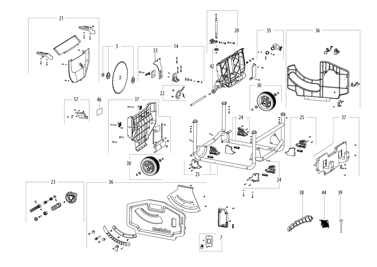 Vue éclatée Metabo TS 36 LTX BL 254 13024000 - page 2