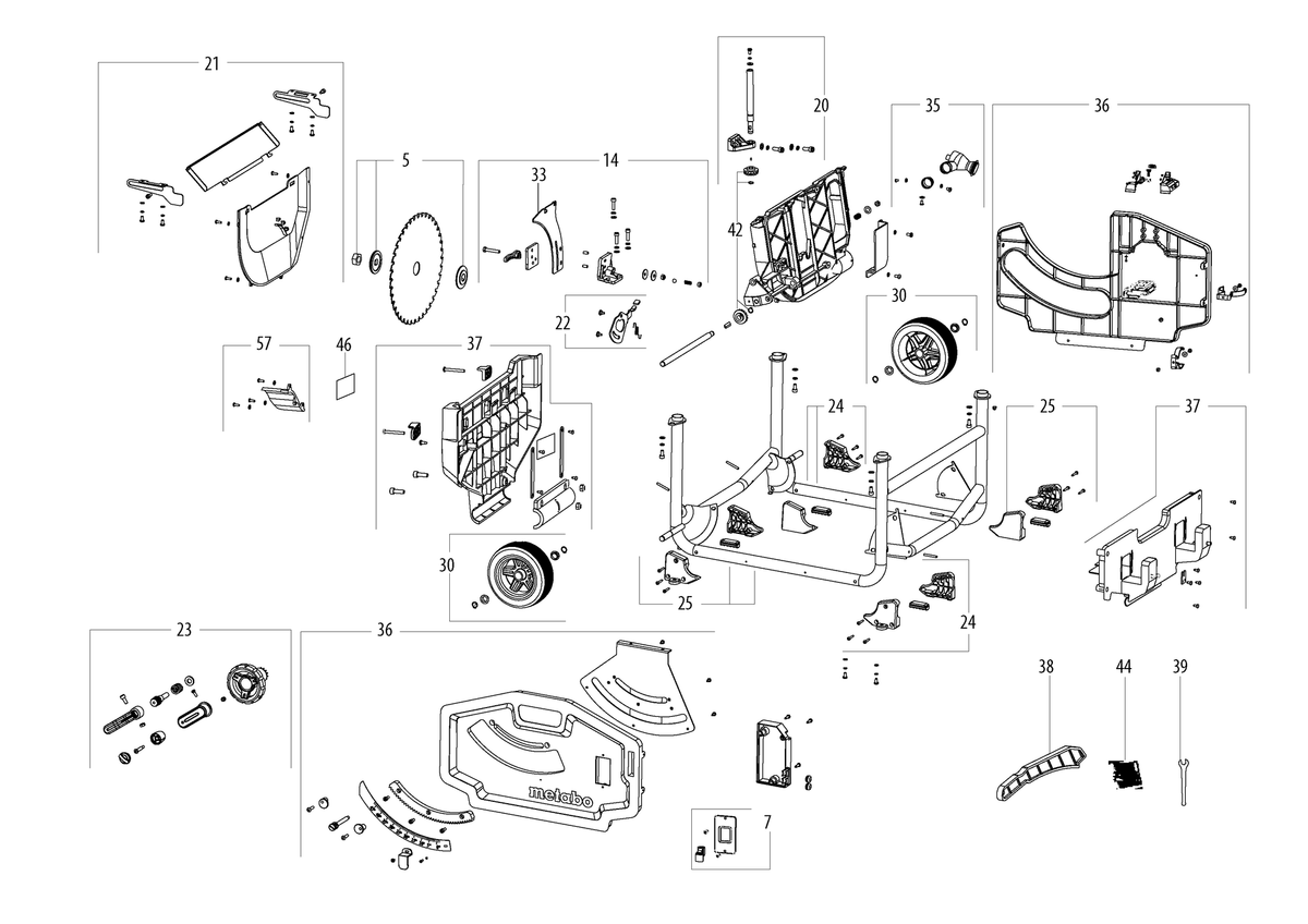 Vue éclatée Metabo TS 36-18 LTX BL 254 13025001 - page 2
