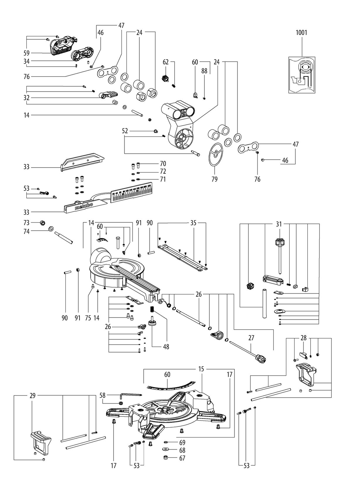 Vue éclatée Metabo KGS 254 M 13254420 - page 1