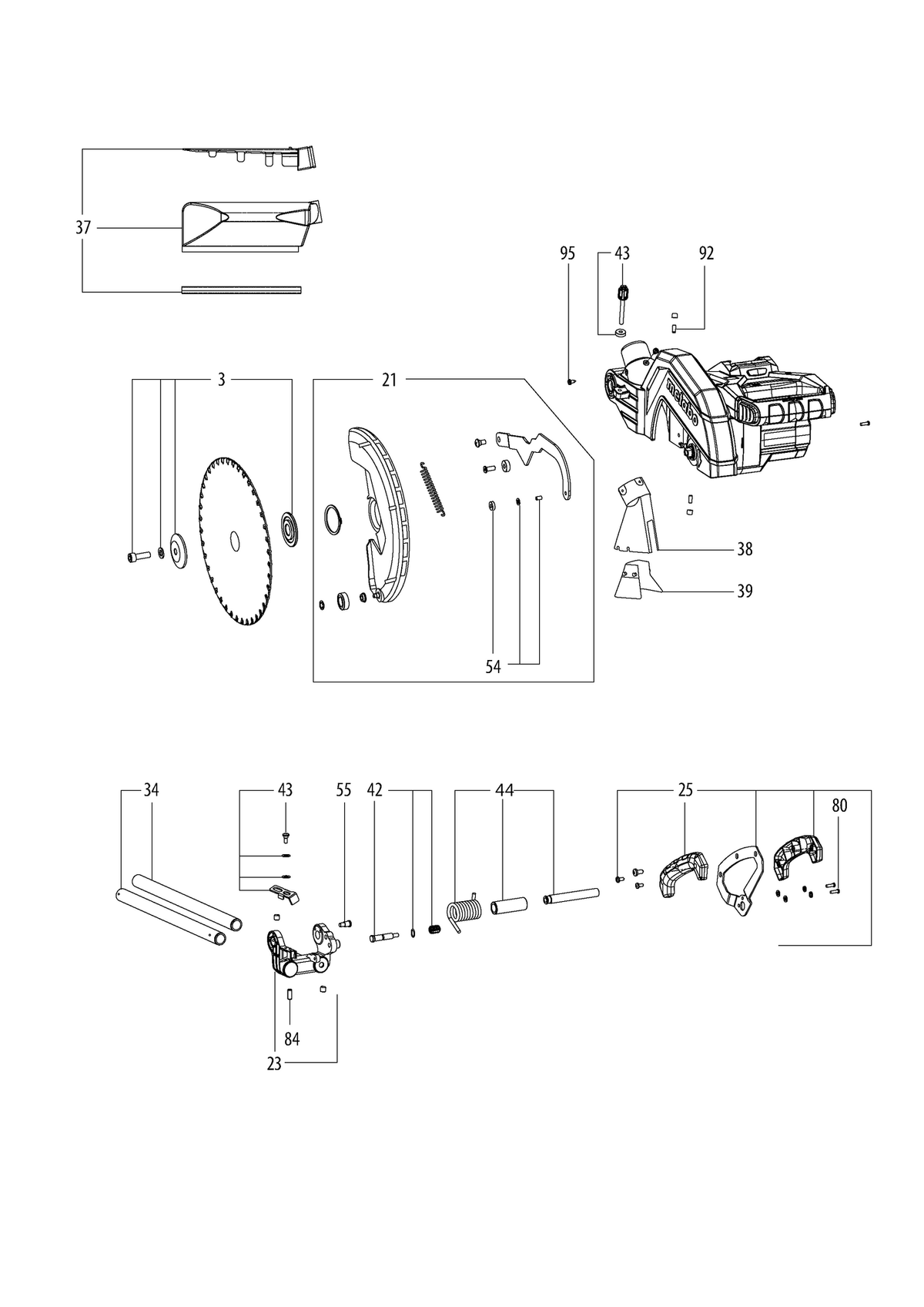 Vue éclatée Metabo KGS 18 LTX BL 254 14254000 - page 2