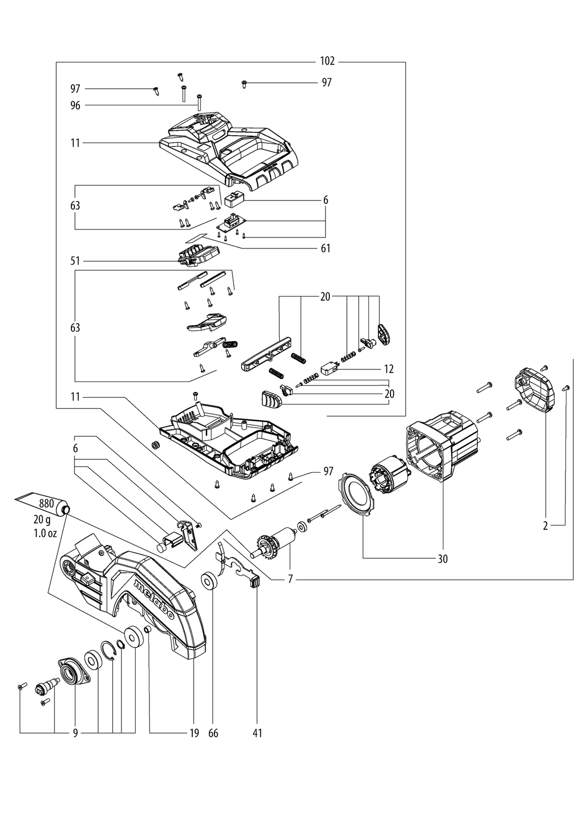 Vue éclatée Metabo KGS 18 LTX BL 254 14254000 - page 3