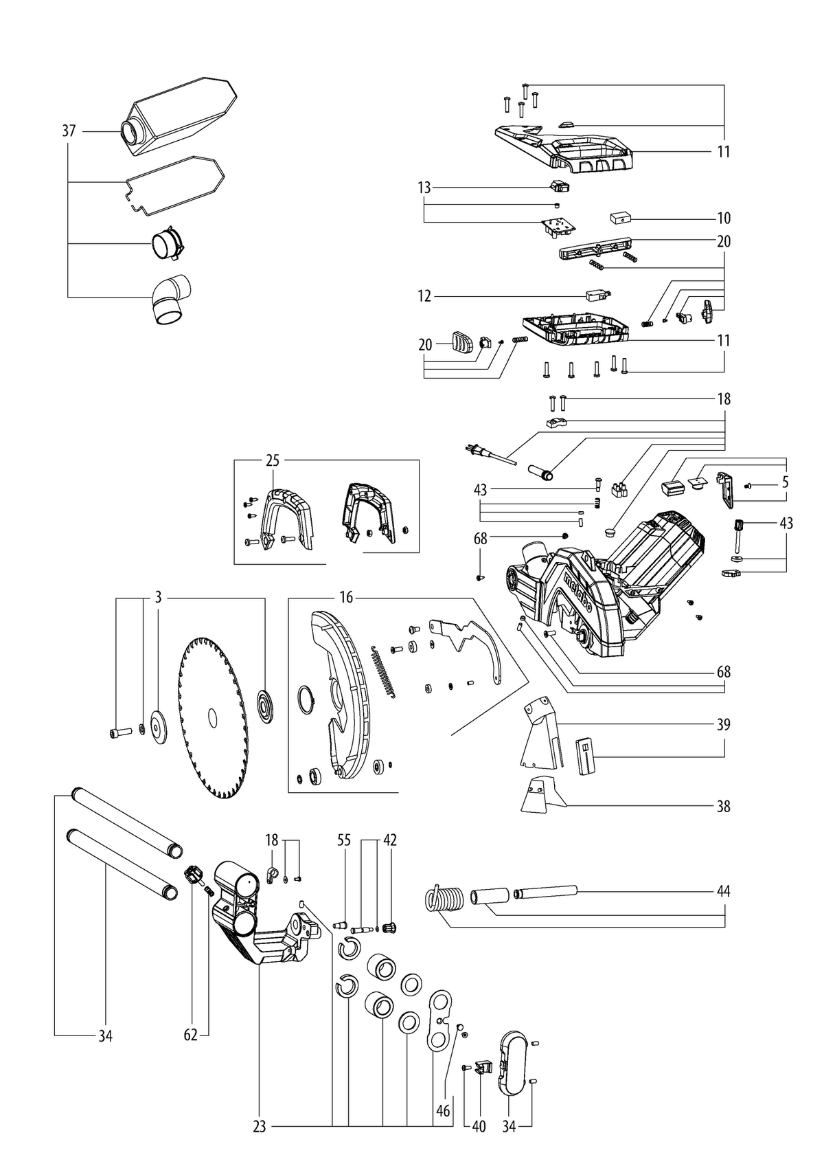 Vue éclatée Metabo KGSV 254 MC 15254000 - page 2