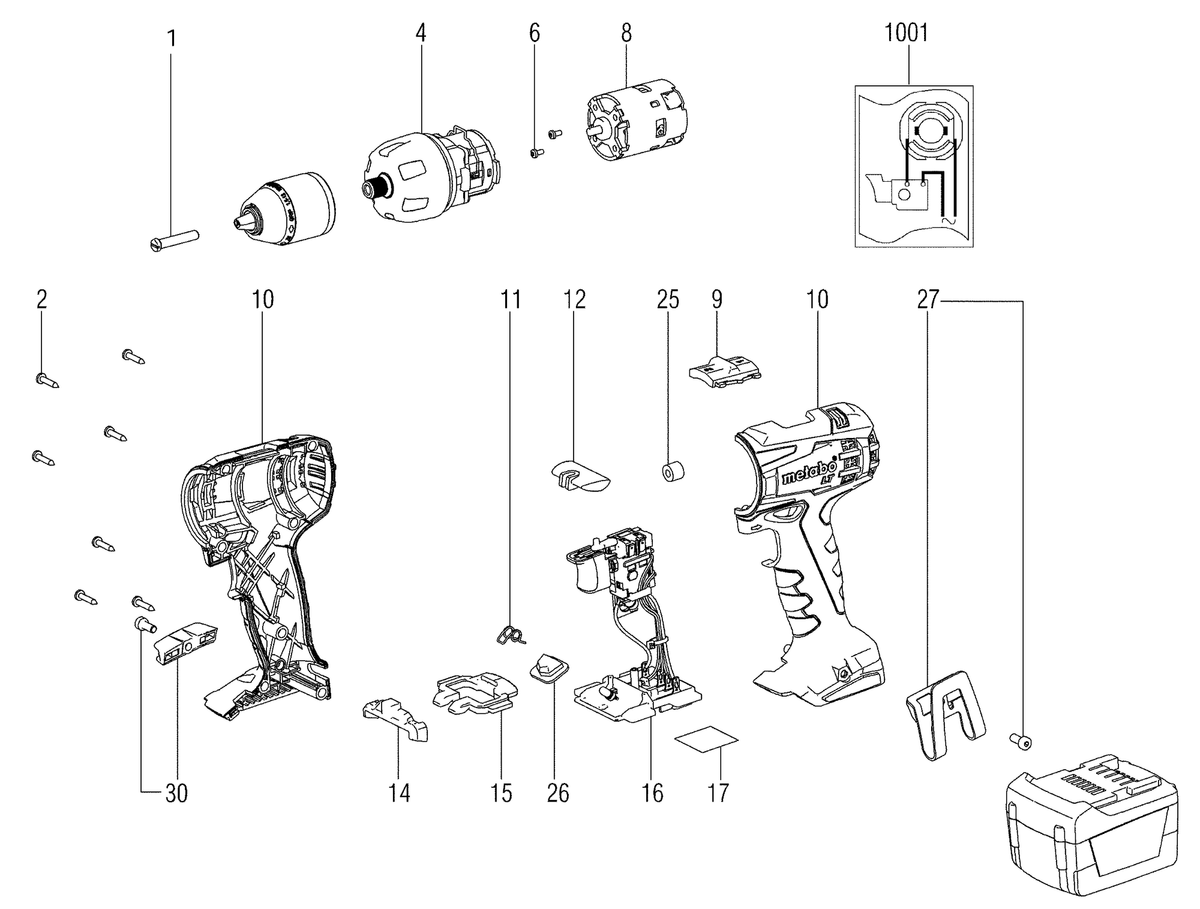 Vue éclatée Metabo BS 14.4 LT 18132310 - page 1