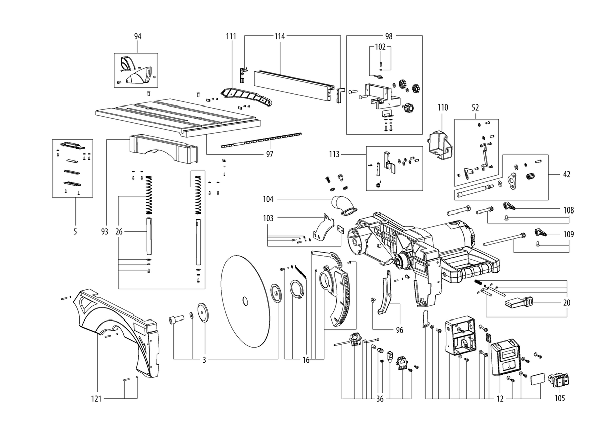 Vue éclatée Metabo KGT 305 M 19004000 - page 3