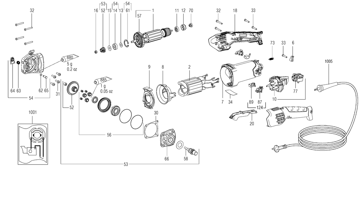 Vue éclatée Metabo PE 17-3000 RT IK 21073000 - page 1