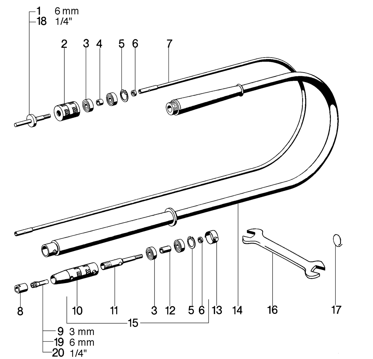 Vue éclatée Metabo Flexible, 1,3 m 27609000 - page 1