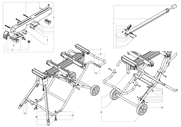 Vue éclatée Metabo Socle pour scie à onglets KSU 251 Mobile 29007000 - page 1